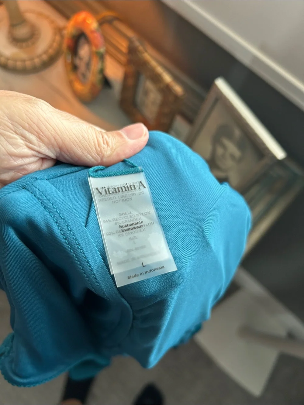 Vitamin A Ribbed One-Piece Swimsuit in Teal Large - Picture 4 of 4